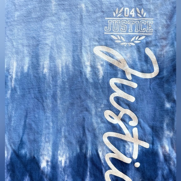 Justice Girls Blue Tie Dye  Long Sleeve Tee Shirt Size 7/8 - Picture 6 of 7